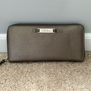 Dark silver Cole Haan zippered wallet